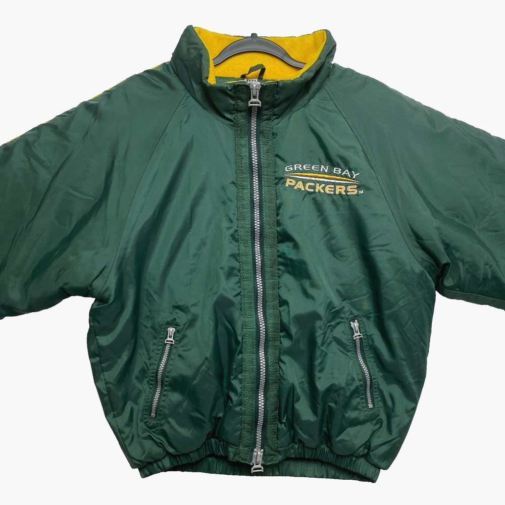Vintage Green Bay Packers Jacket Boys XL Windbreaker NFL Embroidered
